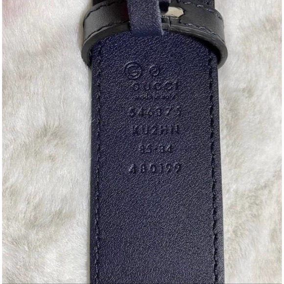 🌀⭐️🥶GUCCI Blooms GG Supreme Coated Canvas / Leather Belt w/ Navy Back - Picture 5 of 7